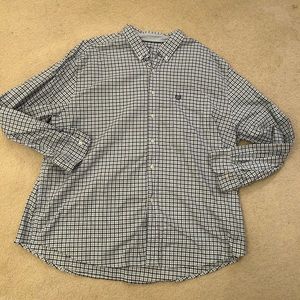 Chaps Long Sleeve Button Down Plaid White and Blue Shirt Size 3XL